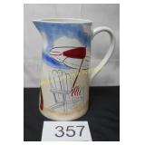 Stonelite 'Coastal Beach Scene' Ceramic Pitcher