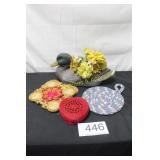 Vintage Duck Planter & Woven Coasters