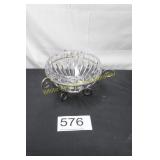Cut Glass Crystal Bowl in Brass Pedestal Stand
