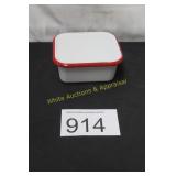 Vintage White Enameled Metal Refrigerator Dish