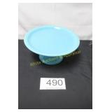 Vintage Fiesta Turquoise Pedestal Cake Stand