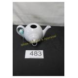 White Ceramic Novelty Teapot w/Bird Attachment