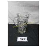 Clear Pressed Glass Diamond Pitcher