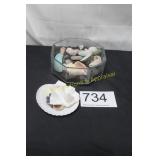 Hexagonal Display Dish w/Seashells