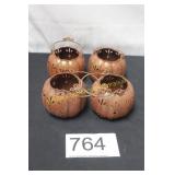 4 Pc. Metal Pumpkin Votives w/Handles