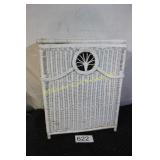 Vtg. White Wicker Laundry Hamper