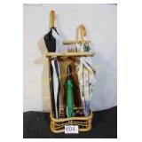 Vintage Bamboo Umbrella Stand w/(3) Umbrellas