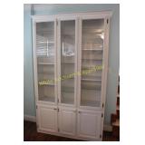 White Painted China Hutch w/Glass-Wood Shelving