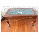 Queen Anne Style Glass Top Display Coffee Table