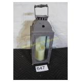 Distressed Metal Lantern w/LED Battery Candle