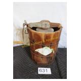 Vtg. Hand-Crank Ice Cream Maker w/Wood Bucket