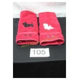 Machine Embroidered Hand Towels w/Scotties - (2)