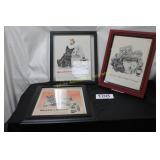 Framed Vintage 'B & W' Scottie Themed Ads - (3)