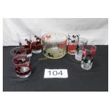 Vintage Scottie Glassware & Bowl - (8) Pieces