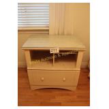 Modern Two-Tier White Nightstand