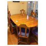 Vintage Oak Pedestal Dining Set w/6 Chairs