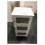 White 3 Tiered Storage Cabinet w/Frosted Glass