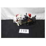 Holiday Westie & Scottie Resin Figurine Pair