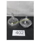 (2) Vintage Clear Covered Candy Dishes