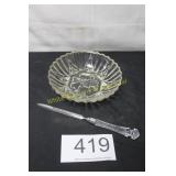Vintage Glass Bowl & Letter Opener