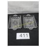 Vintage Clear Glass Floral Relish Trays