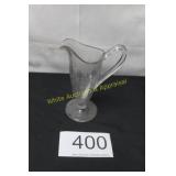 Vintage Etched Floral Footed Glass Pitcher