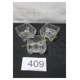 Vintage Footed Clear Glass Salt Cellars