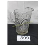 Vintage Clear Glass Starburst Medallion Pitcher