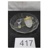 Vintage Glass Bowl, Stopper & Acorn