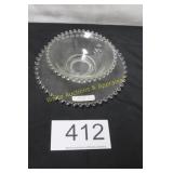 Vintage Clear Glass Beaded Plate & Bowl