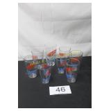 9 Pc. Vintage Glassware Set w/Umbrellas