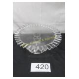 Vintage Ruffled Clear Glass Cake Stand