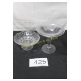 (2) Vintage Clear Glass Compotes