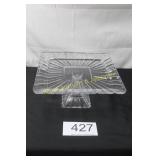 Vintage Square Clear Glass Ribbed Caked Stand