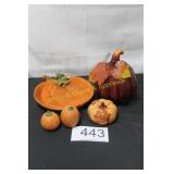 Pumpkin Table Dï¿½cor & Serving Platter Lot