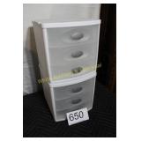 (2) Sterilite #2013 3 Drawer Plastic Stacking Bins