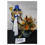 Fall Themed Decor / Small Planter w/Flowers