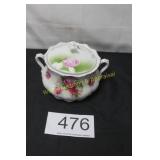 Antique German Covered Mini Tureen w/Pink Roses