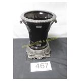 Vintage Neoclassical Black Ceramic/Metal Vase