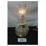 Vintage Brass & Cut Glass Hurricane Parlor Lamp