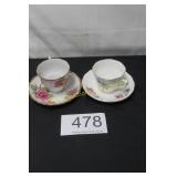 (2) Vintage Teacups & Saucers