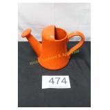 Vintage Orange Ceramic Watering Can Planter