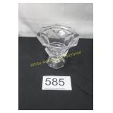 Cut Glass Pedestal Compote Bowl w/Flared Rim