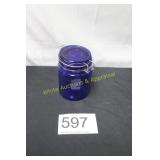 Cobalt Blue Glass Canister w/Wire Bale