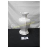White Fluted Ceramic Vase - 14' tall