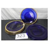 Vintage Gold Trimmed Cobalt Glass Plates