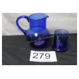 MCM Cobalt Blue Pitcher w/Tumbler