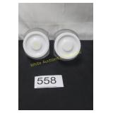 Pair of Glass Slanted Countertop Jars