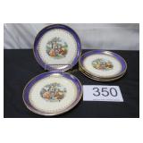 22k Gold Cobalt Blue Fragonard Courting Plates