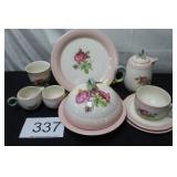 (11) Piece Home Laughlin Moss Rose Breakfast Set